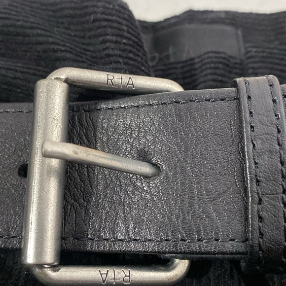 RtA Dexter Black Corduroy Belted Straight Leg Pants - Picture 8 of 11